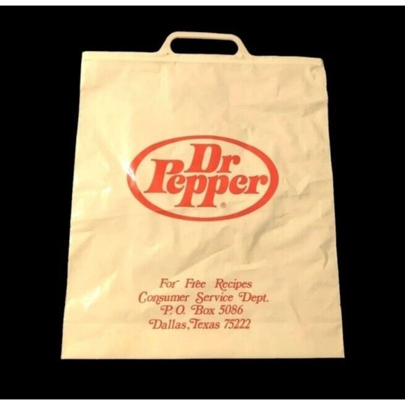 Dr Pepper Bag Shopping Advertising Plastic Soda Promo Reclosable Handle Prop Vtg - Picture 1 of 7